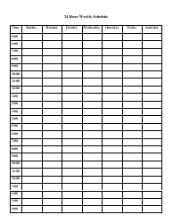 Weekly 24 Hour Schedule Printable A6 TN Work Schedule Template Class Schedule School Schedule