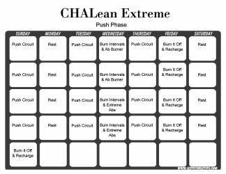 &quot;Chalean Extreme Push Phase Workout Calendar Template&quot;