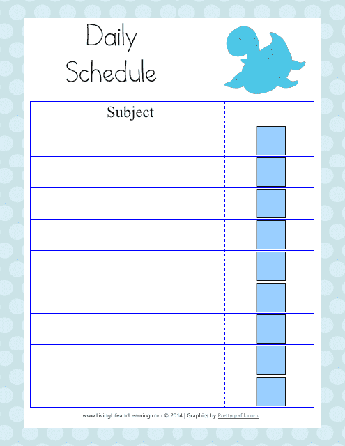 Blue Daily Schedule Template with Dinosaur Theme