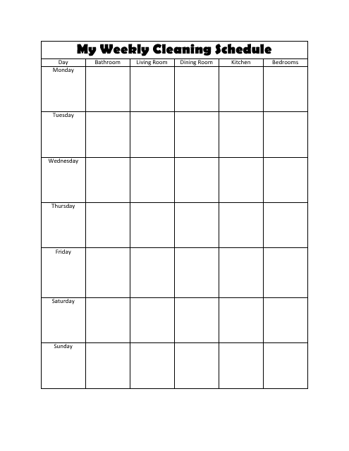 Blank Cleaning Schedule Template 7 Professional Templates Images And