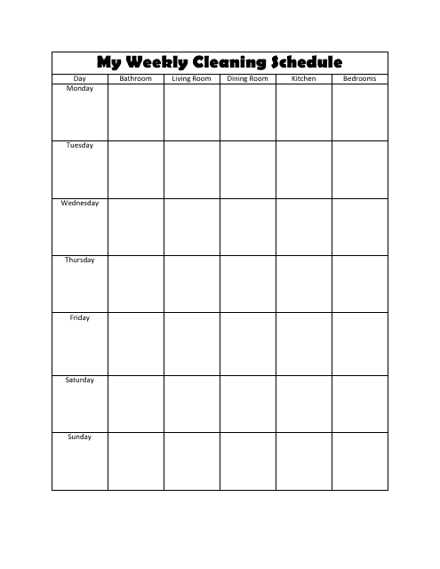 work daily weekly monthly cleaning schedule template