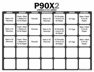 Document preview: P90x2 Strength Workout Schedule Template