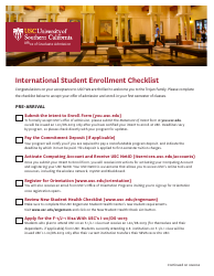 International Student Enrollment Checklist - University of Southern California - California