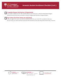 Domestic Student Enrollment Checklist - University of Southern California - California, Page 2