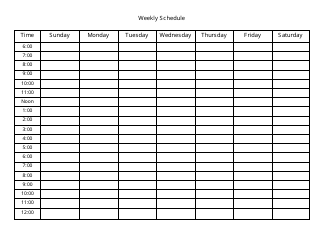 Document preview: Black and White Weekly Schedule Template