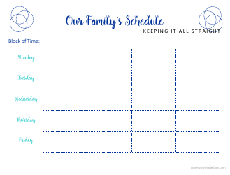 Document preview: White and Blue Family's Schedule Template