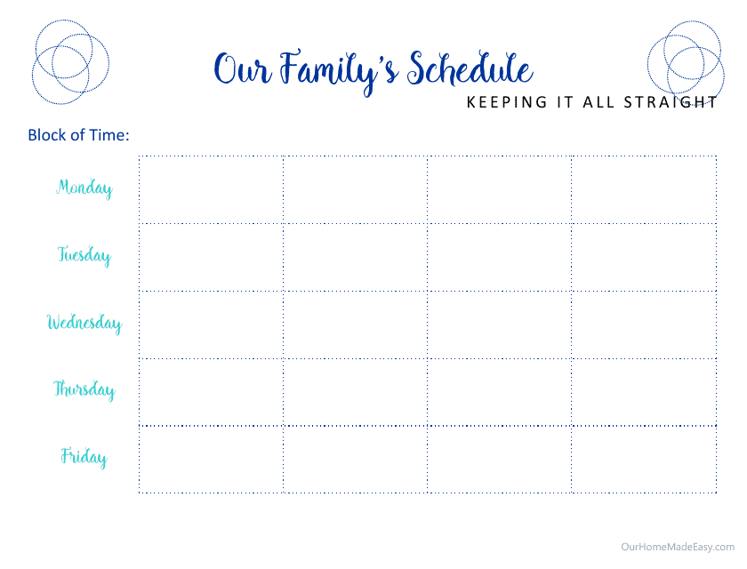 White and Blue Family's Schedule Template