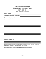 Document preview: Building Maintenance Work Order Request Form - Anson County, North Carolina