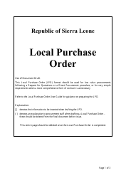 Document preview: Local Purchase Order Form - Sierra Leone