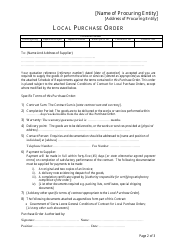 Local Purchase Order Form - Sierra Leone, Page 2