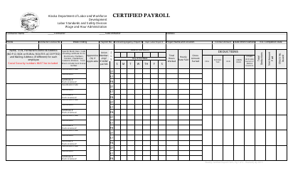 Document preview: Certified Payroll Form - Alaska