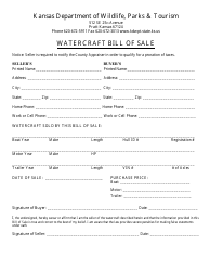 &quot;Watercraft Bill of Sale&quot; - Kansas