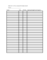 Document preview: New City Little League Pitching Chart Template