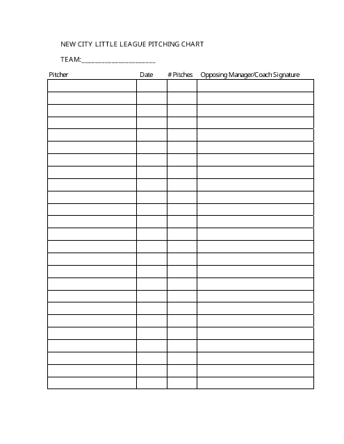New City Little League Pitching Chart Template