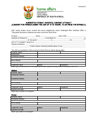 Parental Consent Affidavit Form - South Africa
