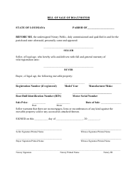 Document preview: Bill of Sale of Boat/Motor - Louisiana
