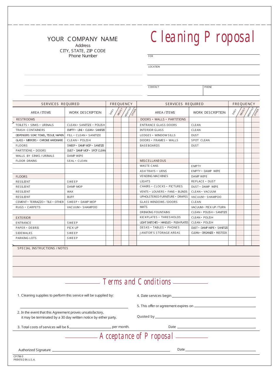 Cleaning Proposal Template Download Printable PDF Templateroller