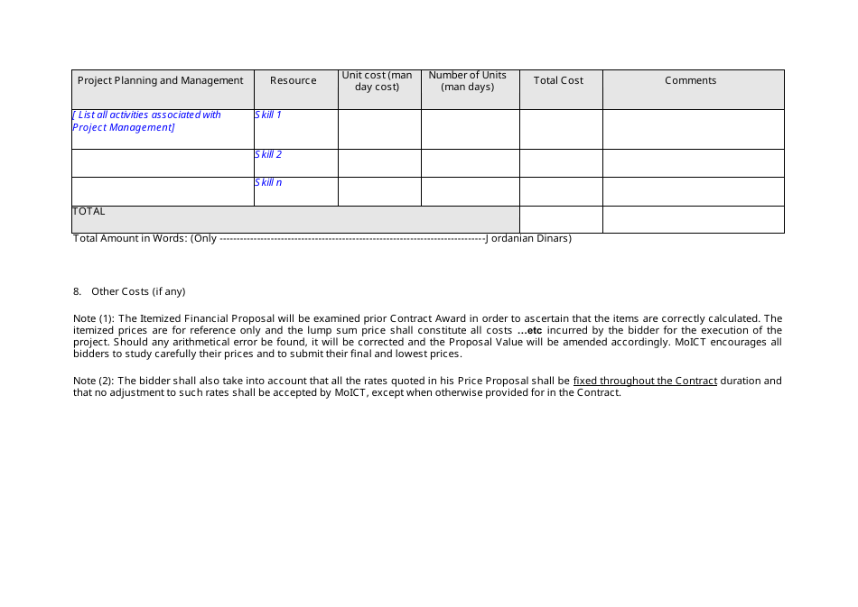 Technical and Financial Proposal Template, Page 15