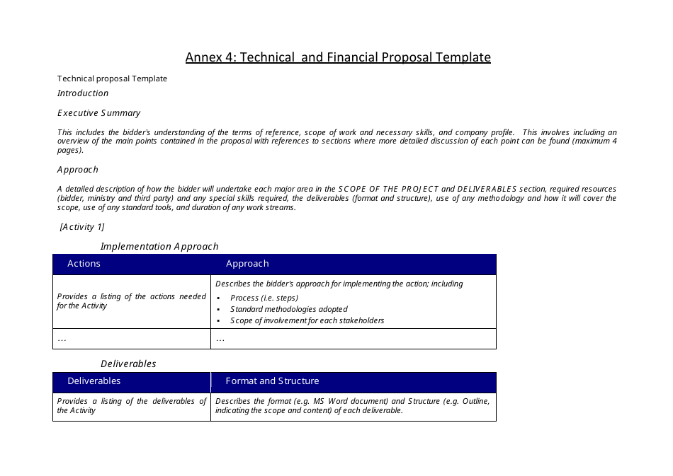 Technical and Financial Proposal Template cover - Templateroller.com