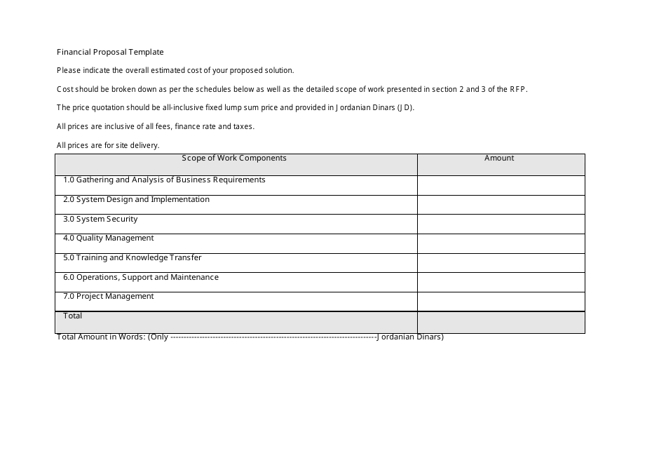 Technical and Financial Proposal Template, Page 8
