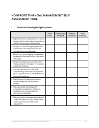 Nonprofit Financial Management Self Assessment Form