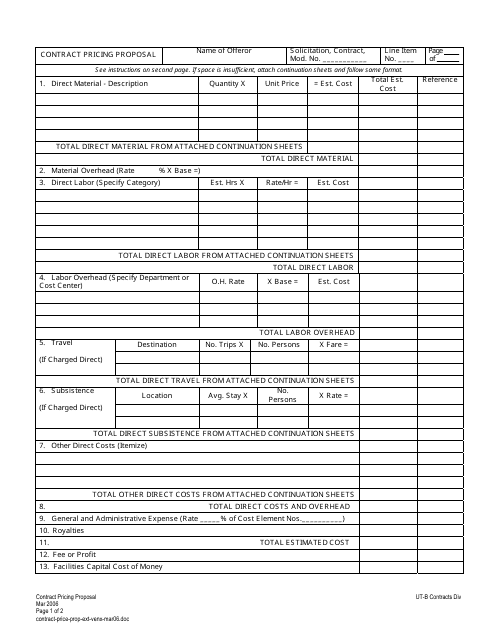 Contract Pricing Proposal Template
