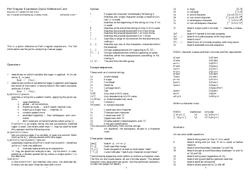 Document preview: Perl Regular Expression Cheat Sheet