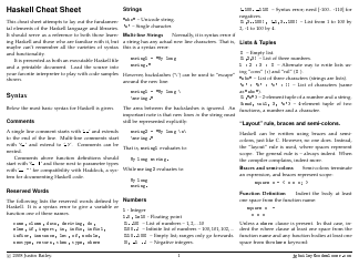 &quot;Haskell Cheat Sheet&quot;