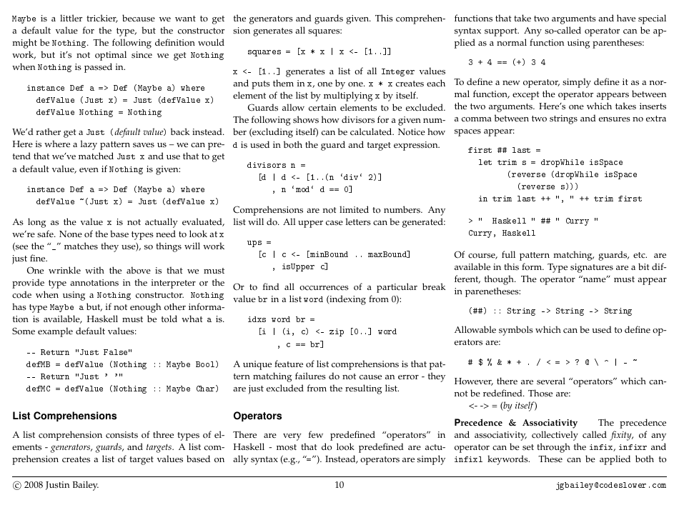 Haskell Cheat Sheet Download Printable PDF | Templateroller