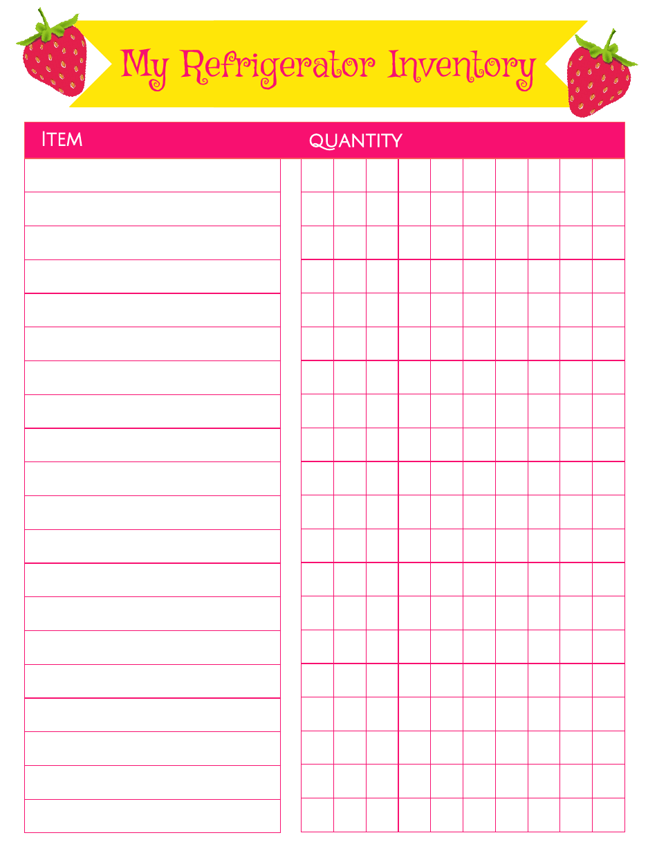 Pink Pantry Inventory Template - Strawberry, Page 2