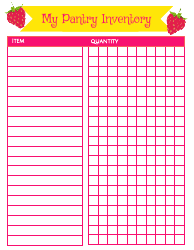 Document preview: Pink Pantry Inventory Template - Strawberry