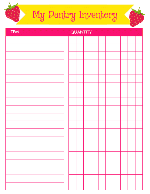 Pink Pantry Inventory Template - Strawberry
