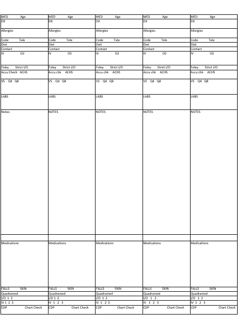 Printable Nursing Report Sheet Template Printable Blank World