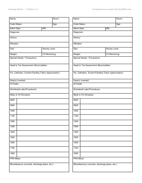 2 Patient Hospital Nursing Report Form - Nursing Brains Download