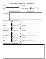 Document preview: Travel Expense Report Information Template