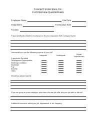 Document preview: Exit Interview Questionnaire Form - Coastal Connections, Inc.