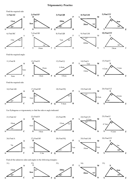 trigonometry practice worksheet download printable pdf templateroller