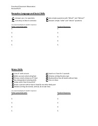 3 Year Old Preschool Classroom Observation Form, Page 2
