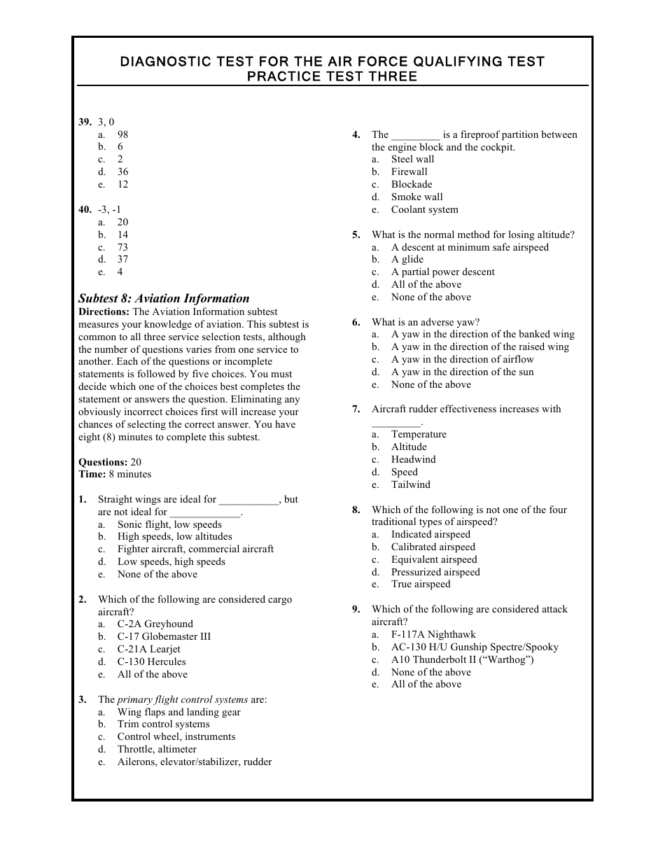 Diagnostic Test for the Air Force Qualifying Test, Page 20