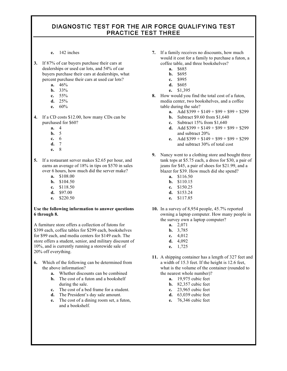 Diagnostic Test for the Air Force Qualifying Test, Page 3