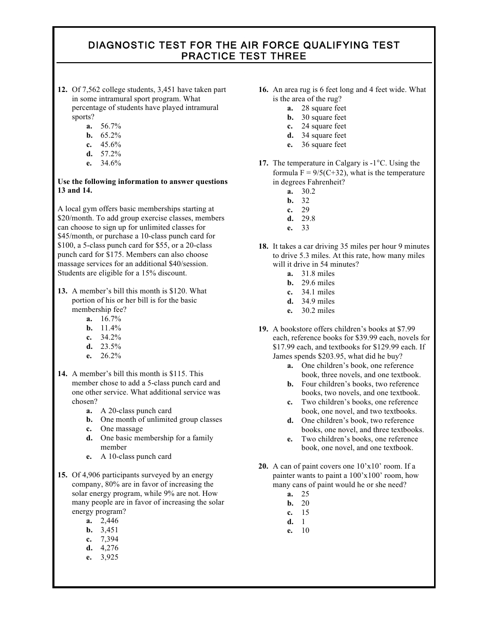 Diagnostic Test for the Air Force Qualifying Test, Page 4