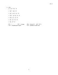 Quadratic Functions Review Worksheet, Page 10
