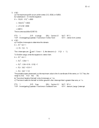 Quadratic Functions Review Worksheet, Page 12