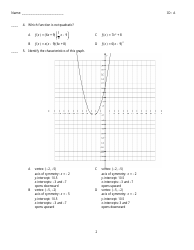 Quadratic Functions Review Worksheet, Page 2