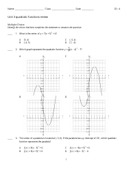 Quadratic Functions Review Worksheet Download Printable PDF ...