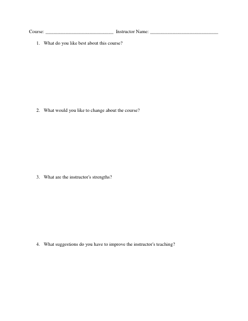 Student Feedback Form - Four Questions