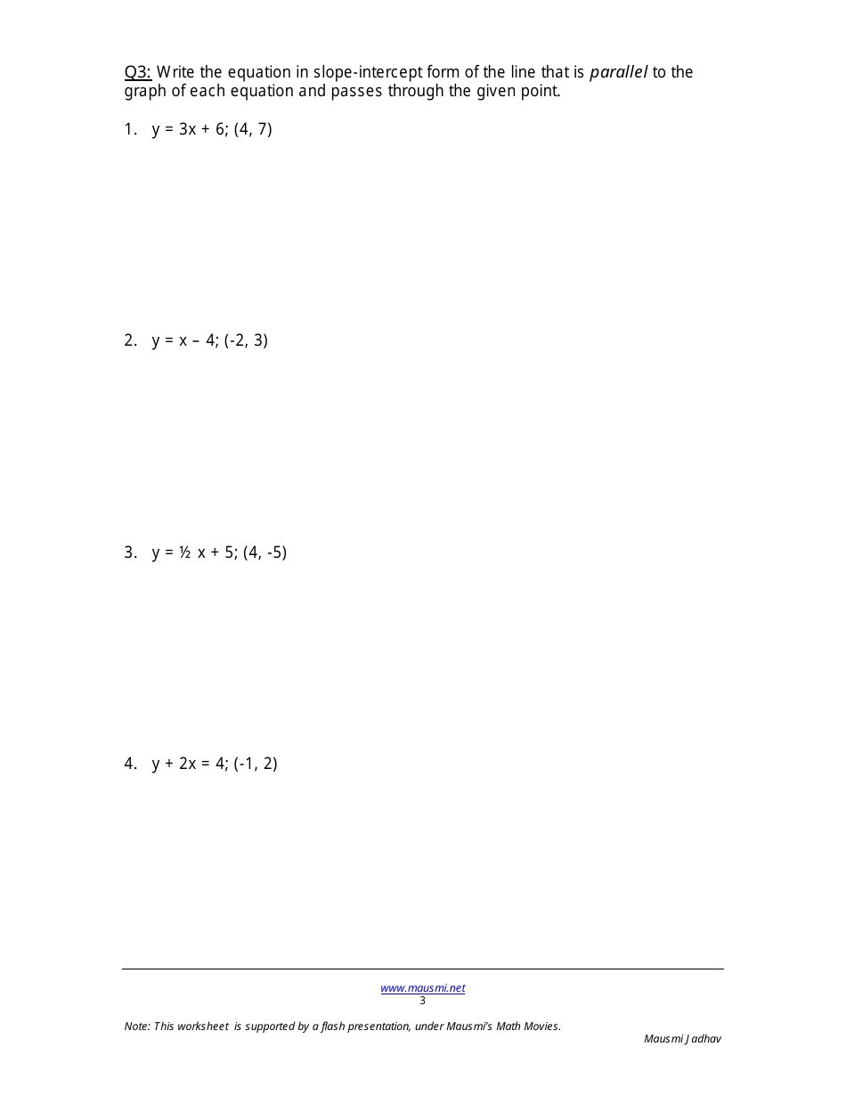 Parallel and Perpendicular Lines Worksheet - Mausmi Jadhav, Page 3