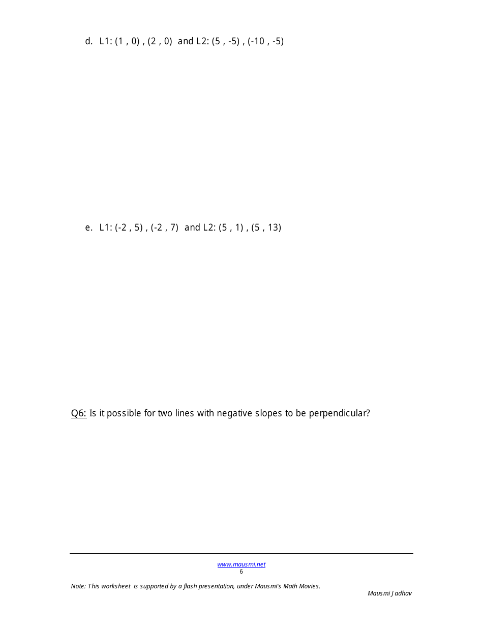 Parallel and Perpendicular Lines Worksheet - Mausmi Jadhav, Page 6