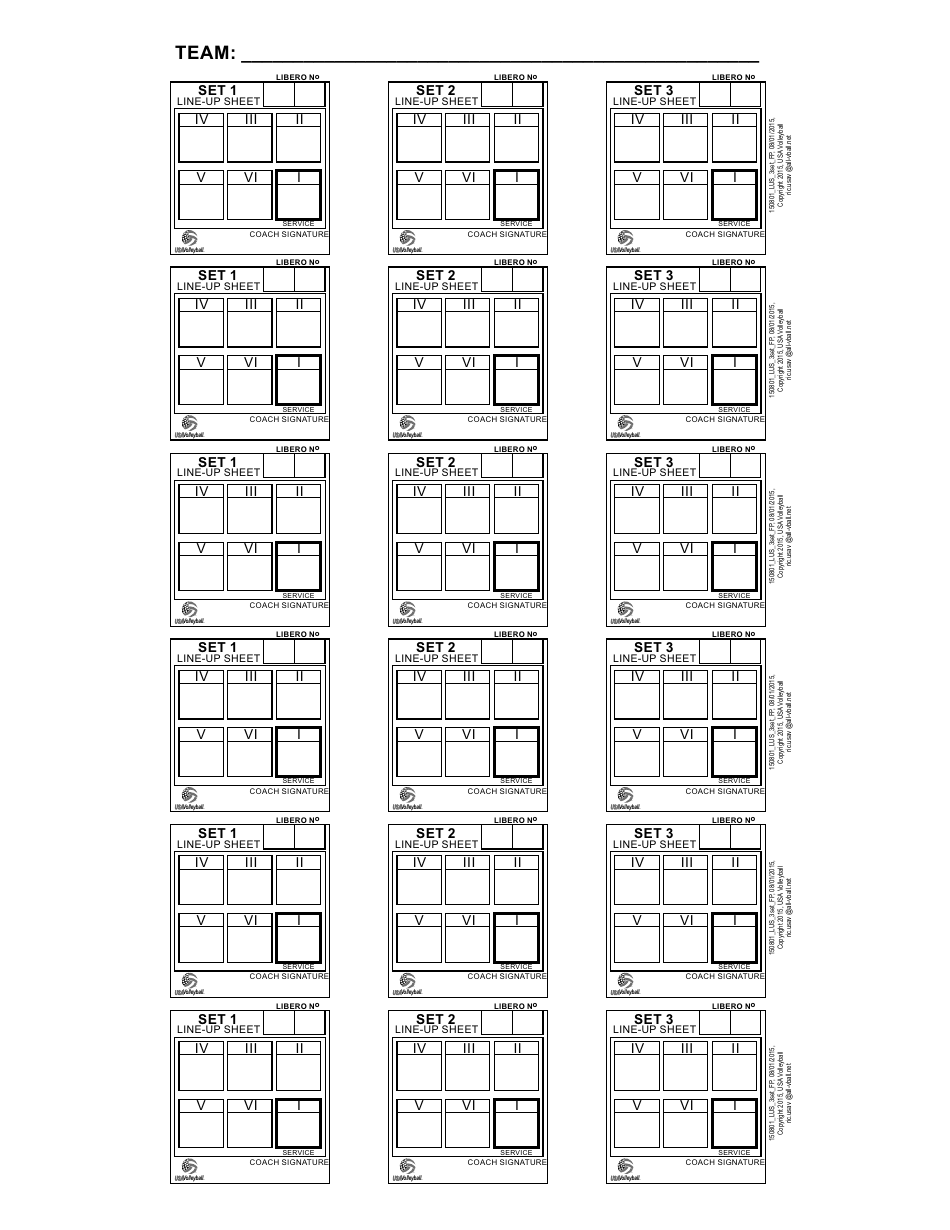 Volleyball Roster Lineup Sheets Printable