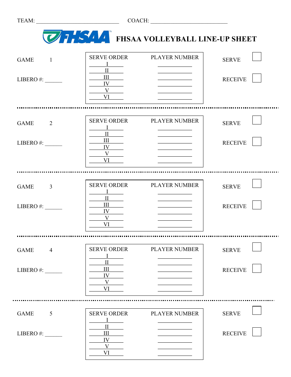 Volleyball Roster Template